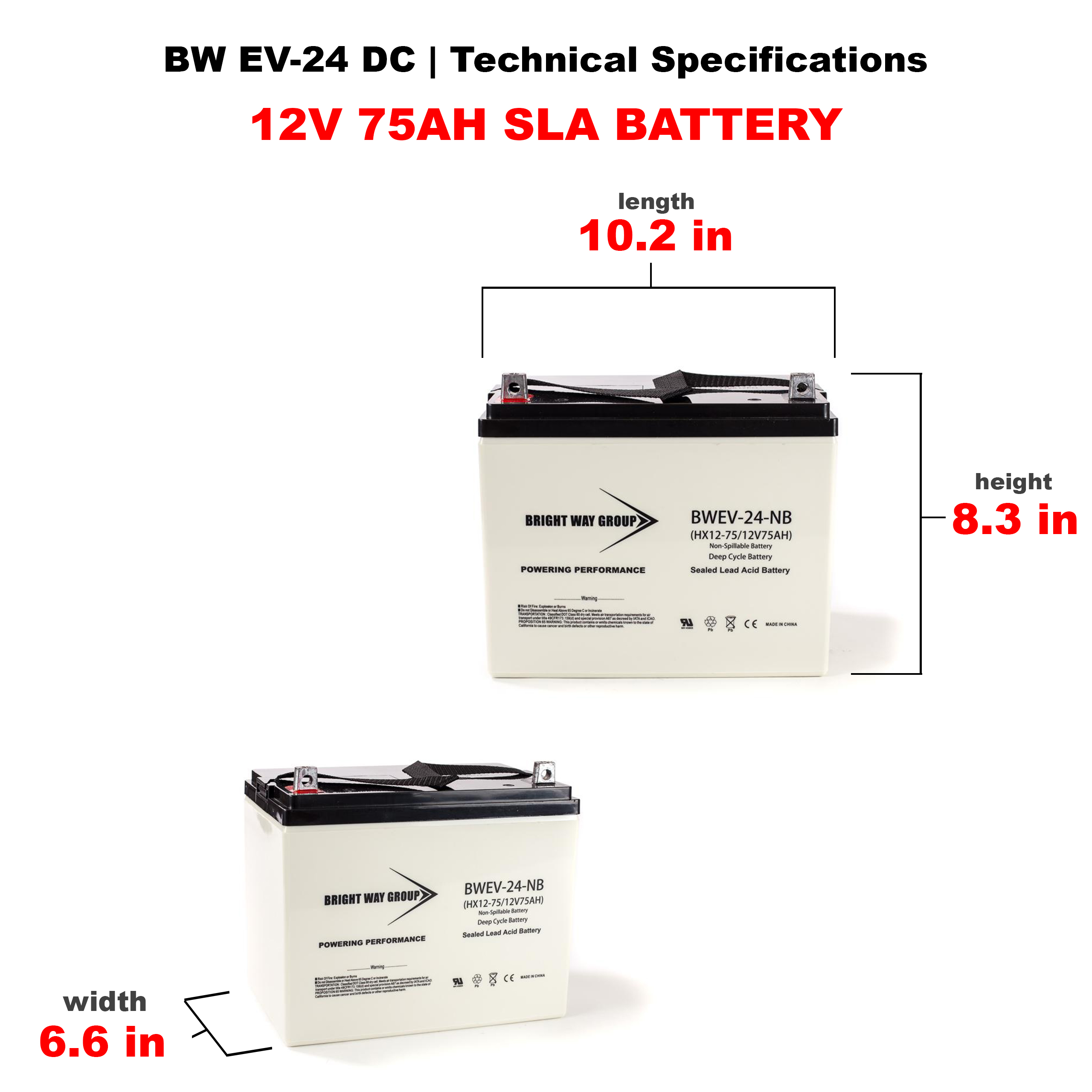 Bright Way BW EV-24 HD SLA (AGM) Battery - Image 3