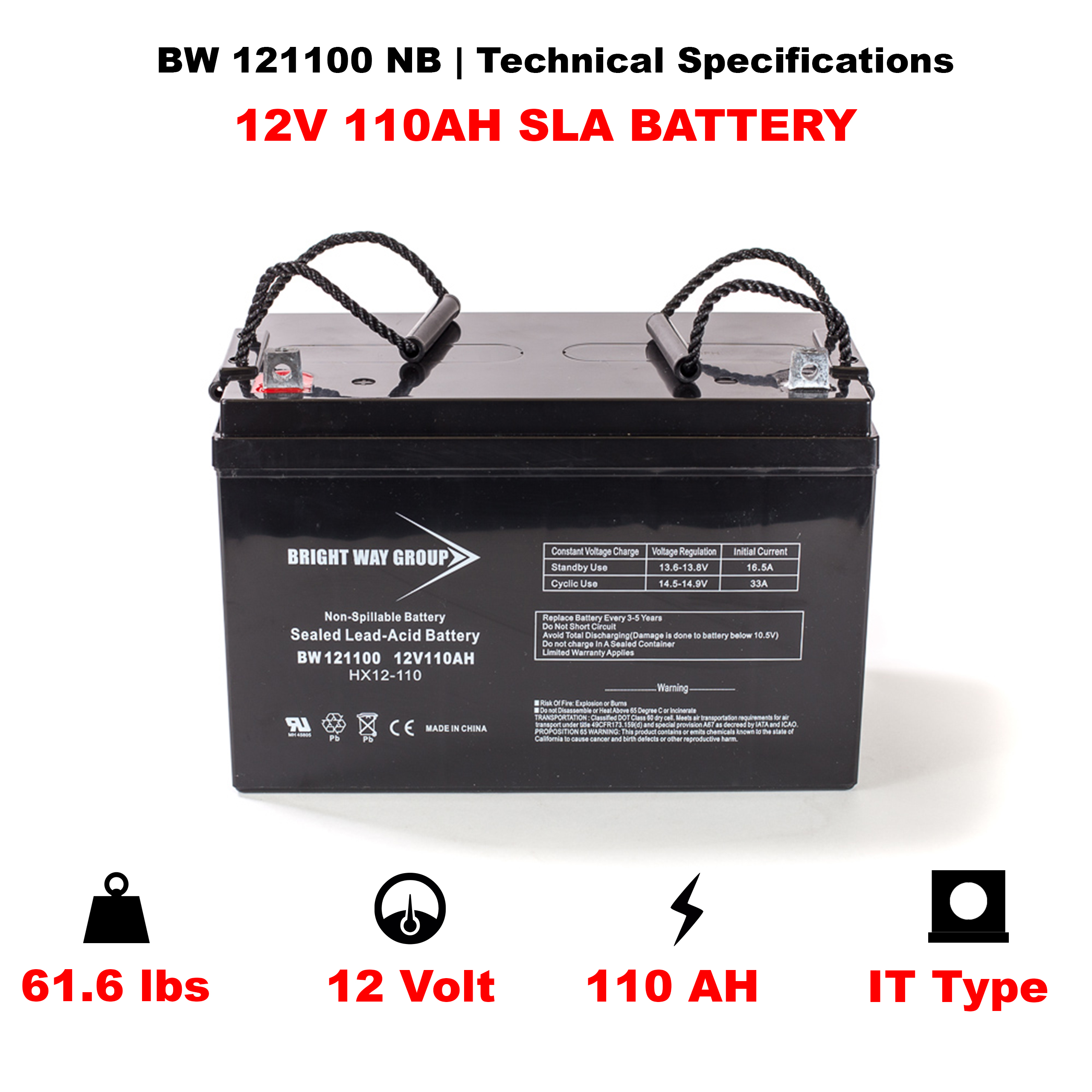 Bright Way BW 121100 Z SLA (AGM) Battery - Image 4