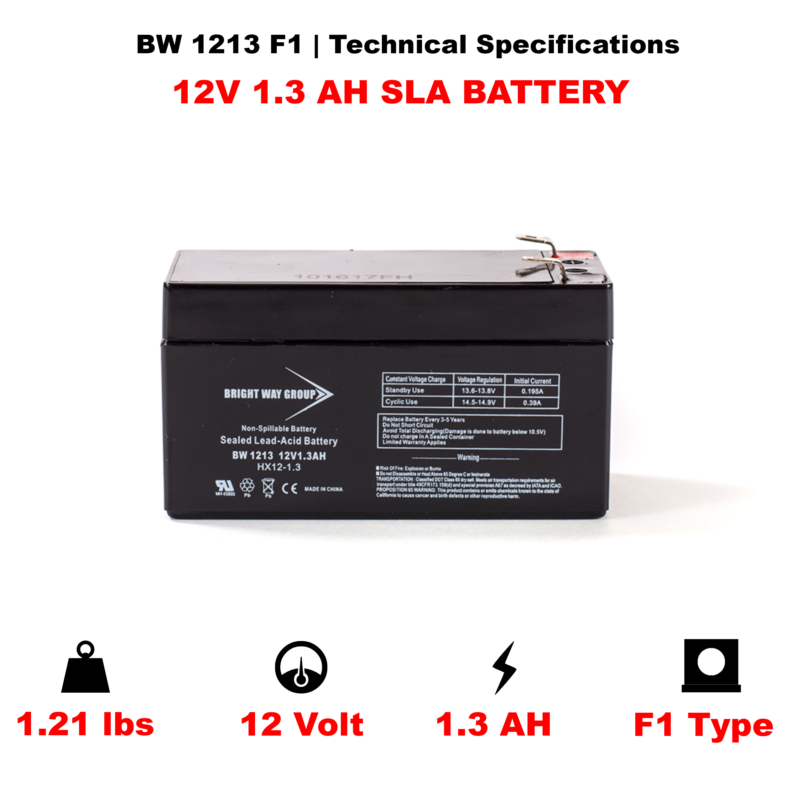 Bright Way BW 1213 SLA (AGM) Battery - Image 4
