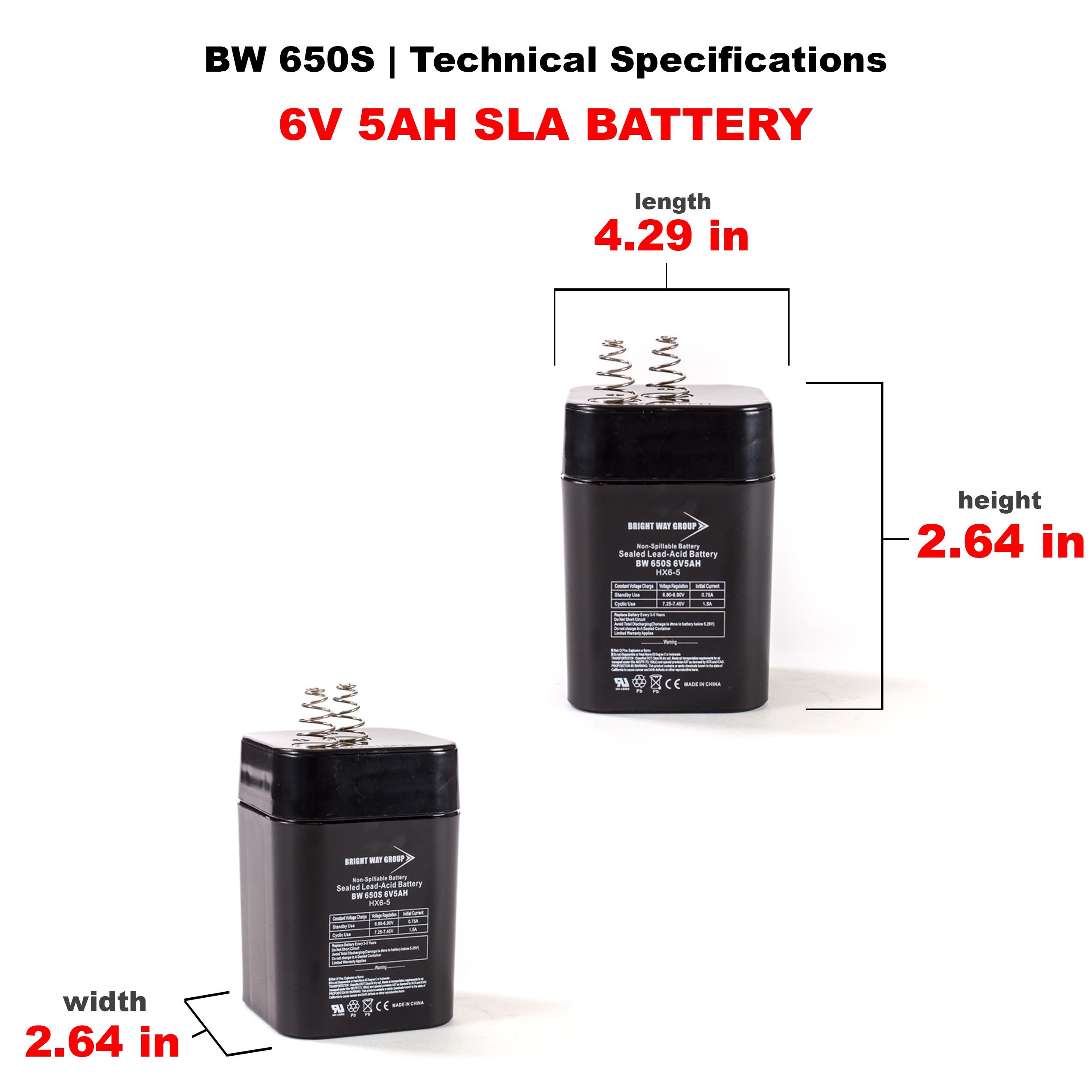 Bright Way BW 650SL SLA (AGM) Battery - Image 3