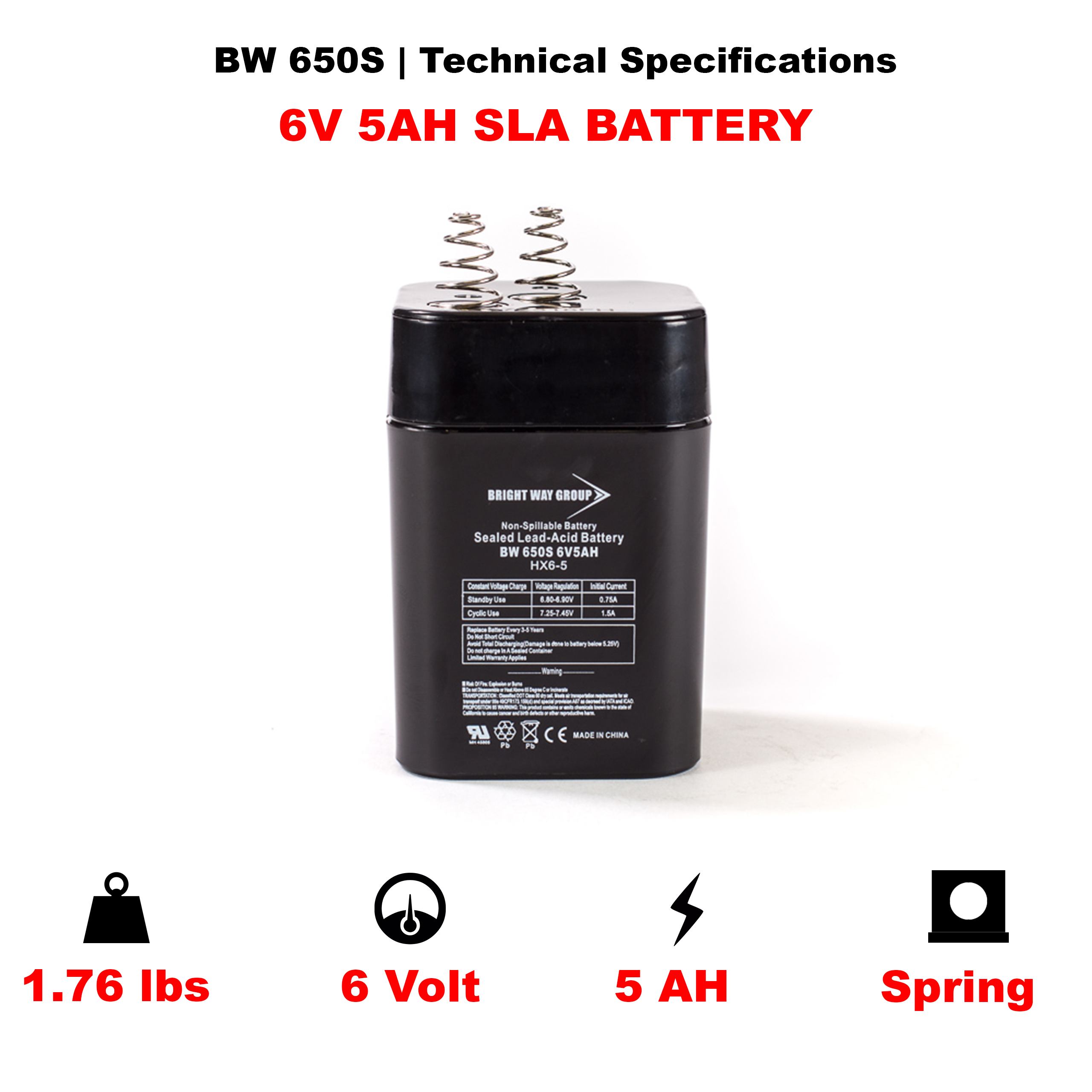 Bright Way BW 650SL SLA (AGM) Battery - Image 4