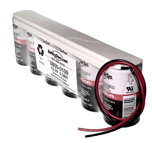 Cyclon 12V-5Ah 1x6 X-Cell w/Wire - Battery Store, Inc.