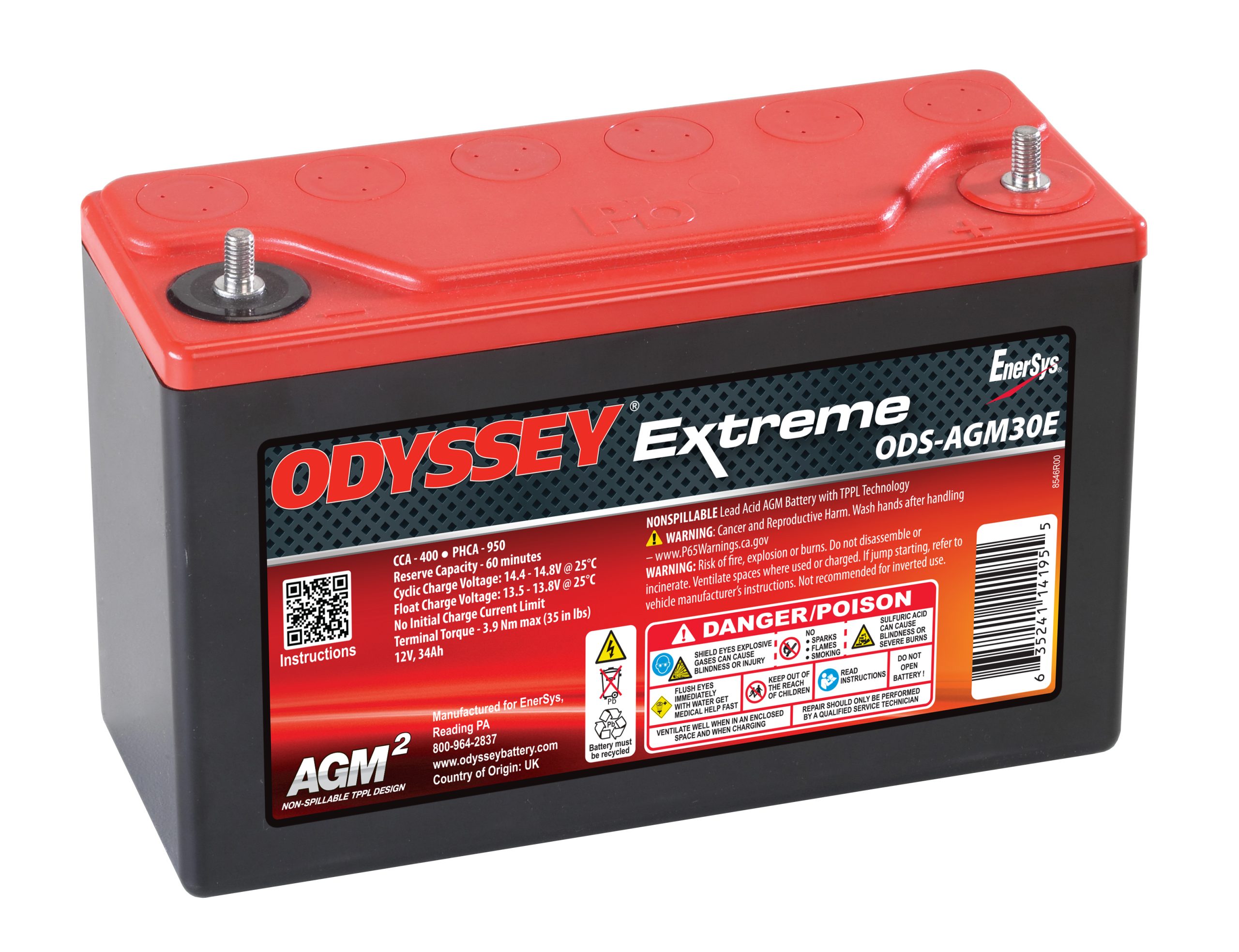 EnerSys Odyssey ODS-AGM30E Lead Acid (AGM-TPPL) Battery - Image 3
