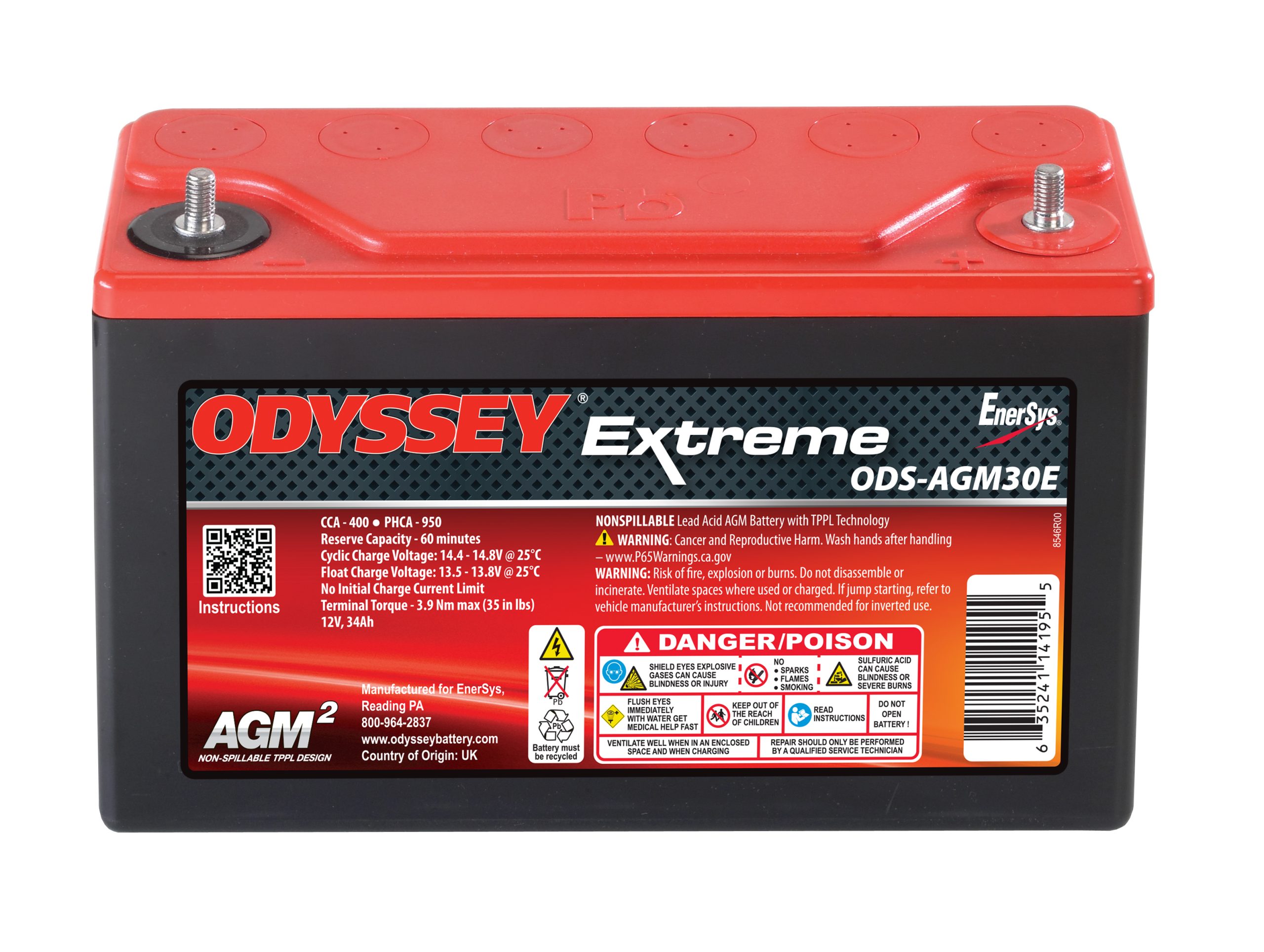 EnerSys Odyssey ODS-AGM30E Lead Acid (AGM-TPPL) Battery