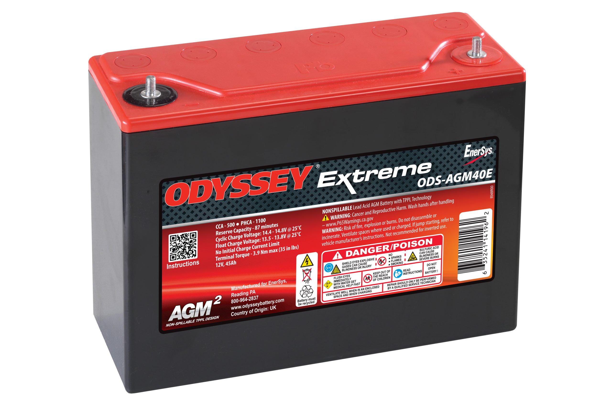 EnerSys Odyssey ODS-AGM40E Lead Acid (AGM-TPPL) Battery - Image 3