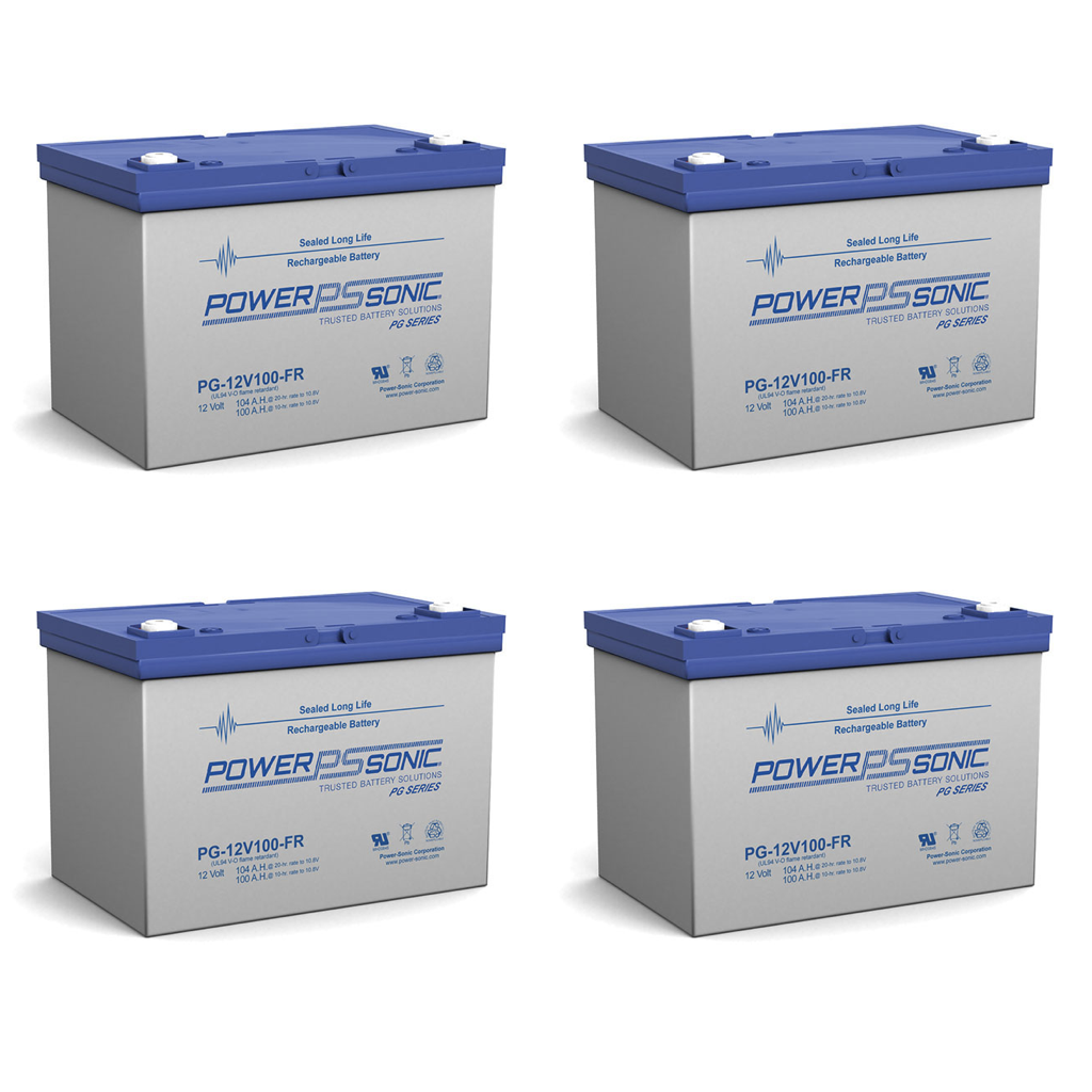 Qty 4 PowerSonic PG12V100FR SLA (AGM) Batteries Battery Store, Inc.
