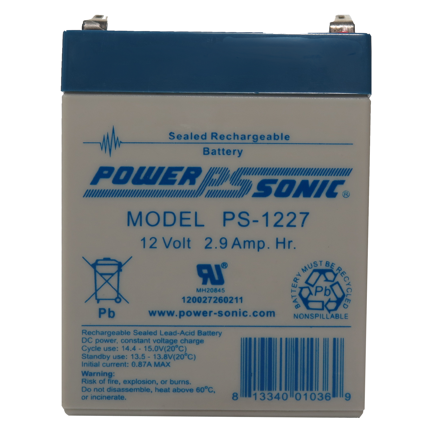 PowerSonic PS-1227 Lead Acid Battery - Image 2