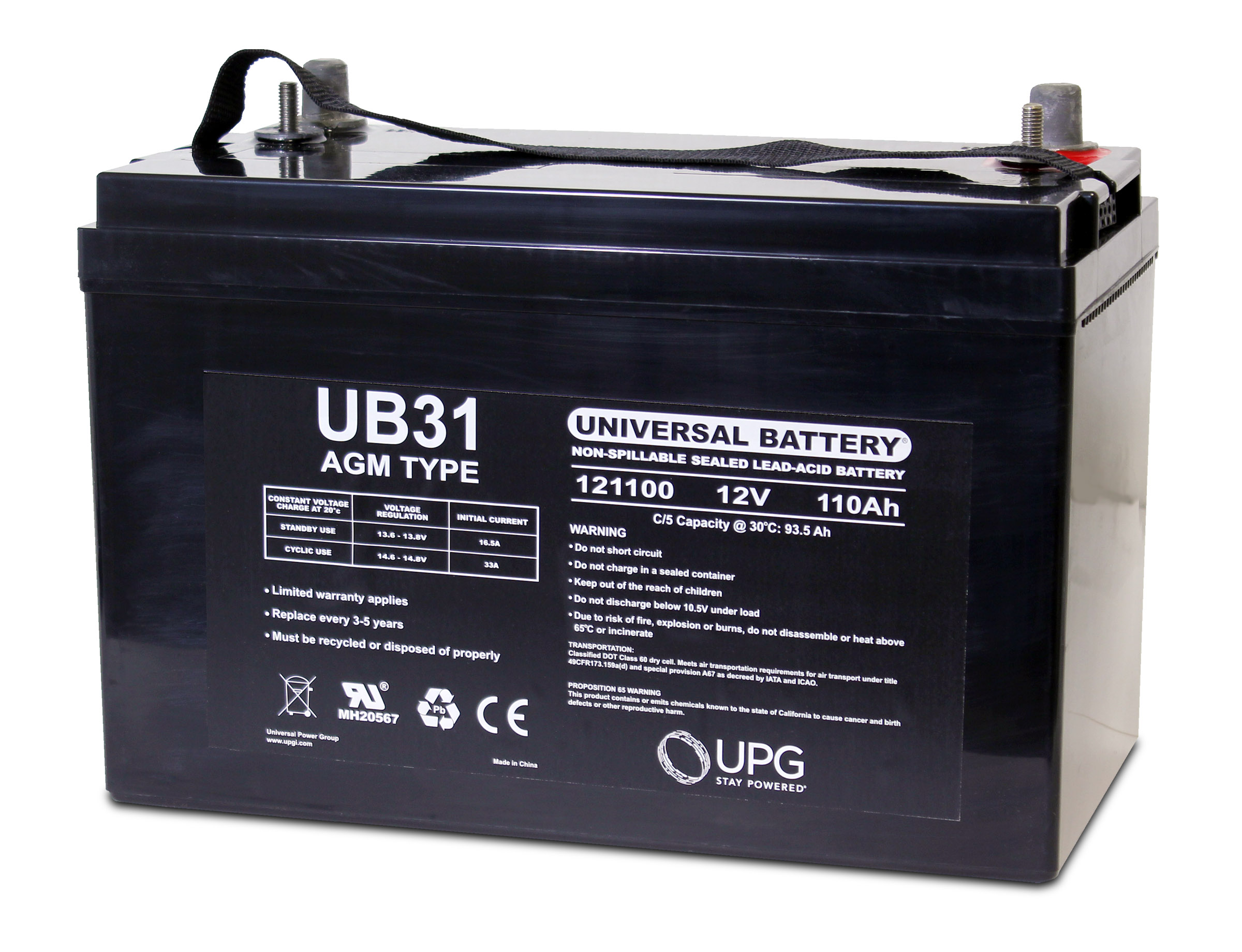Universal Power UB121100M Lead Acid Battery