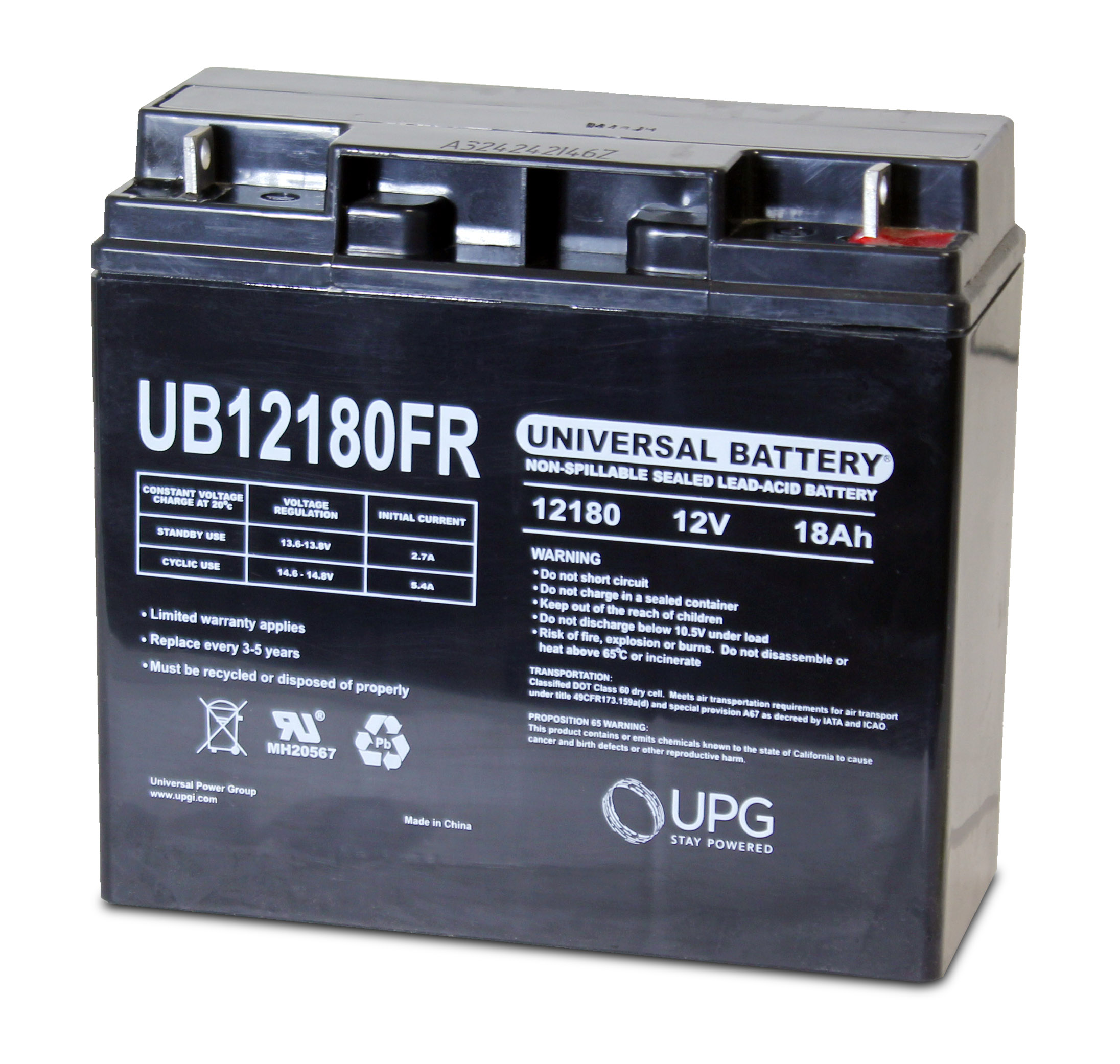 Universal Power UB12180FR Lead Acid Battery
