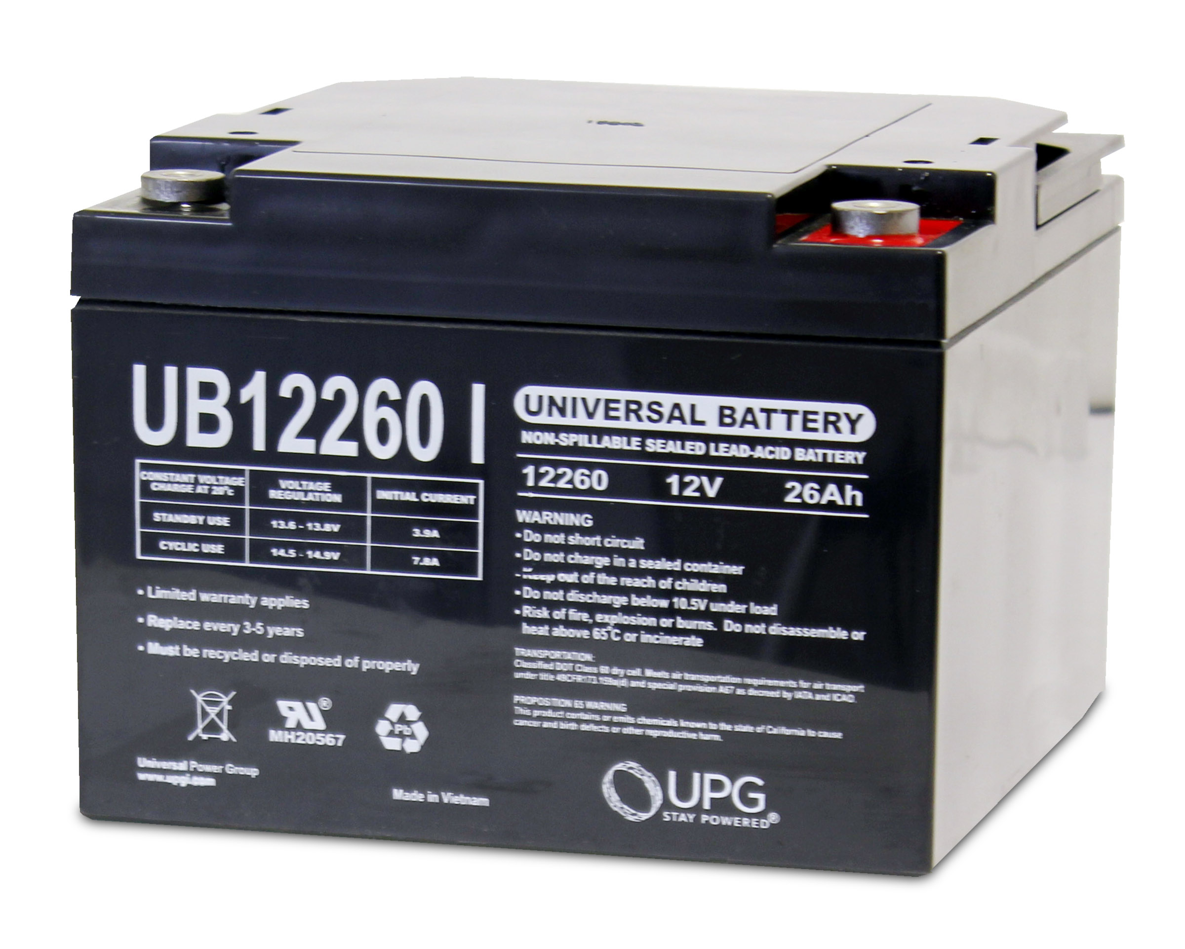 Universal Power UB12260 Lead Acid Battery - Image 2