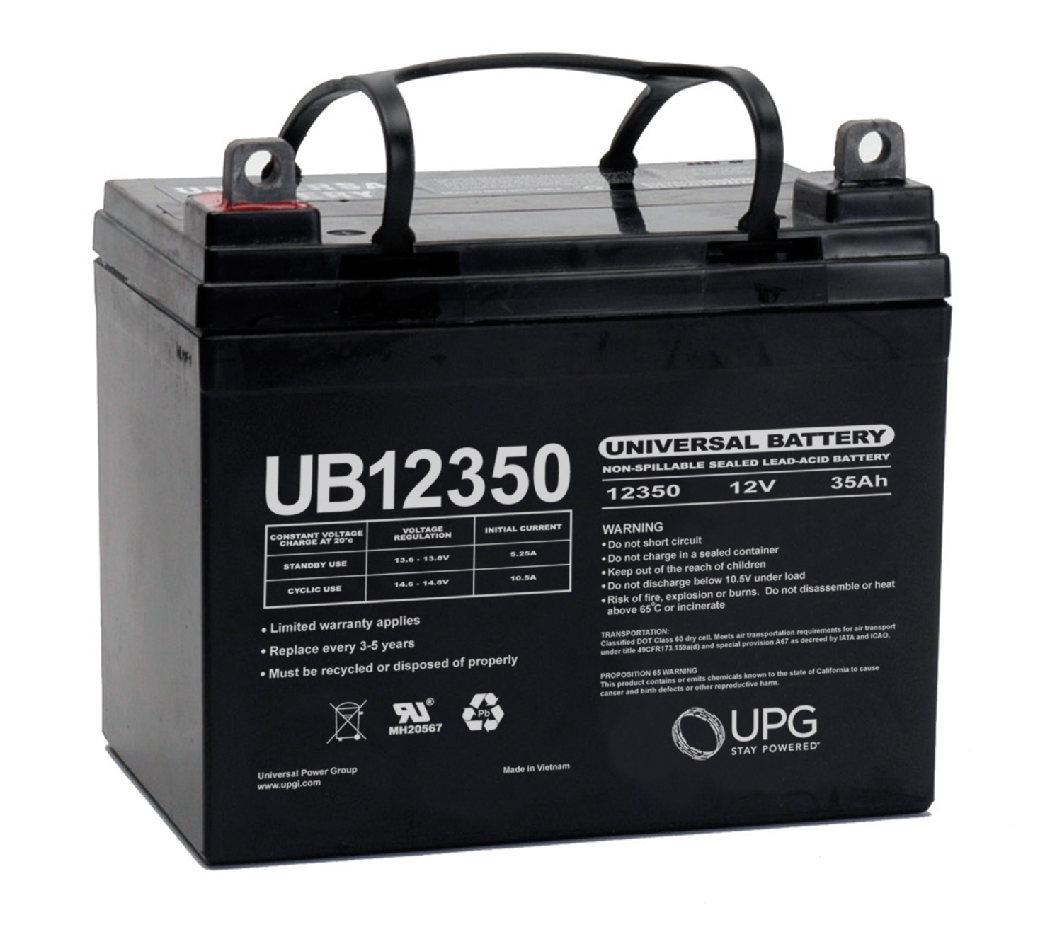 Universal Power UB12350 Lead Acid Battery - Image 2