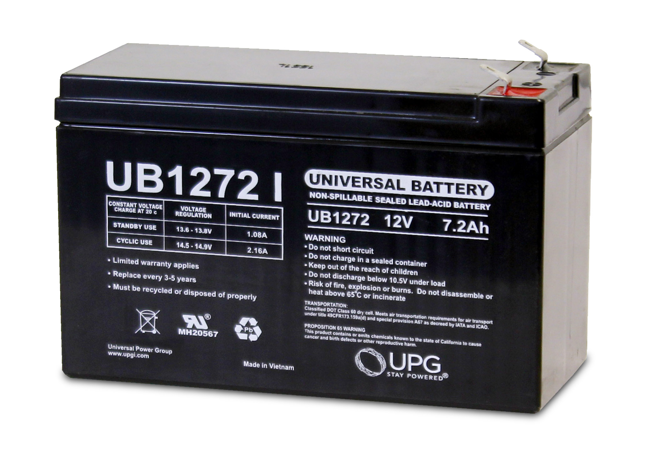 Universal Power UB1272 Lead Acid Battery - Image 3