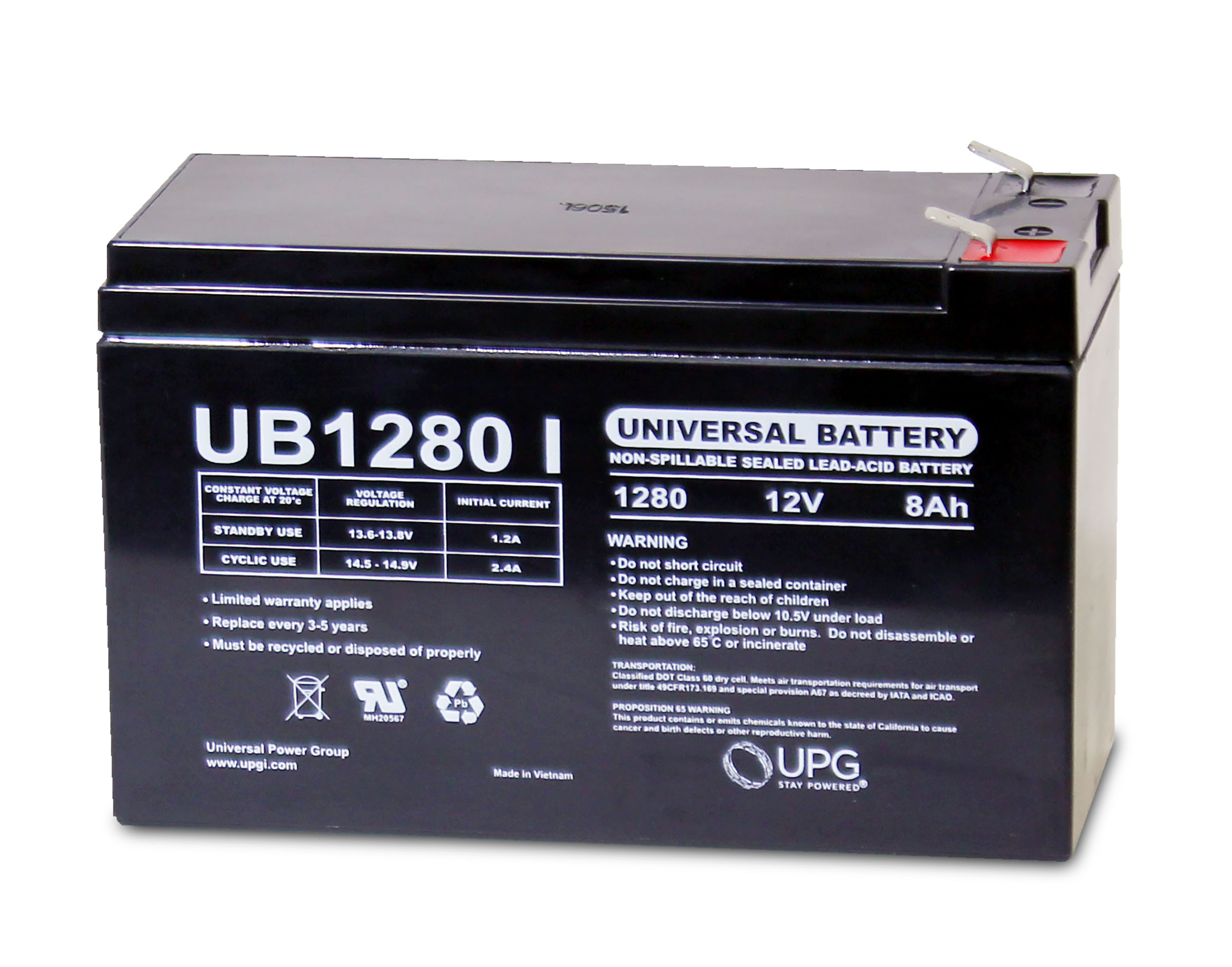 Universal Power UB1280 Lead Acid Battery - Image 3